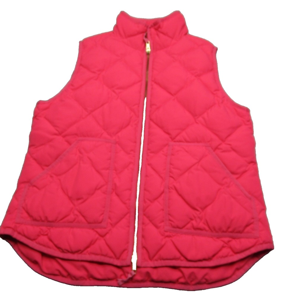 J Crew Down Vest Womens Medium Pink Pockets Quilted Insulated Puffer Outdoor
